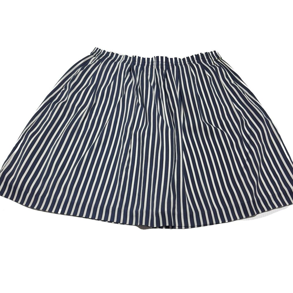 J. Crew Mercantile Skirt Size 20 Pockets Navy Blue White Striped Pull On